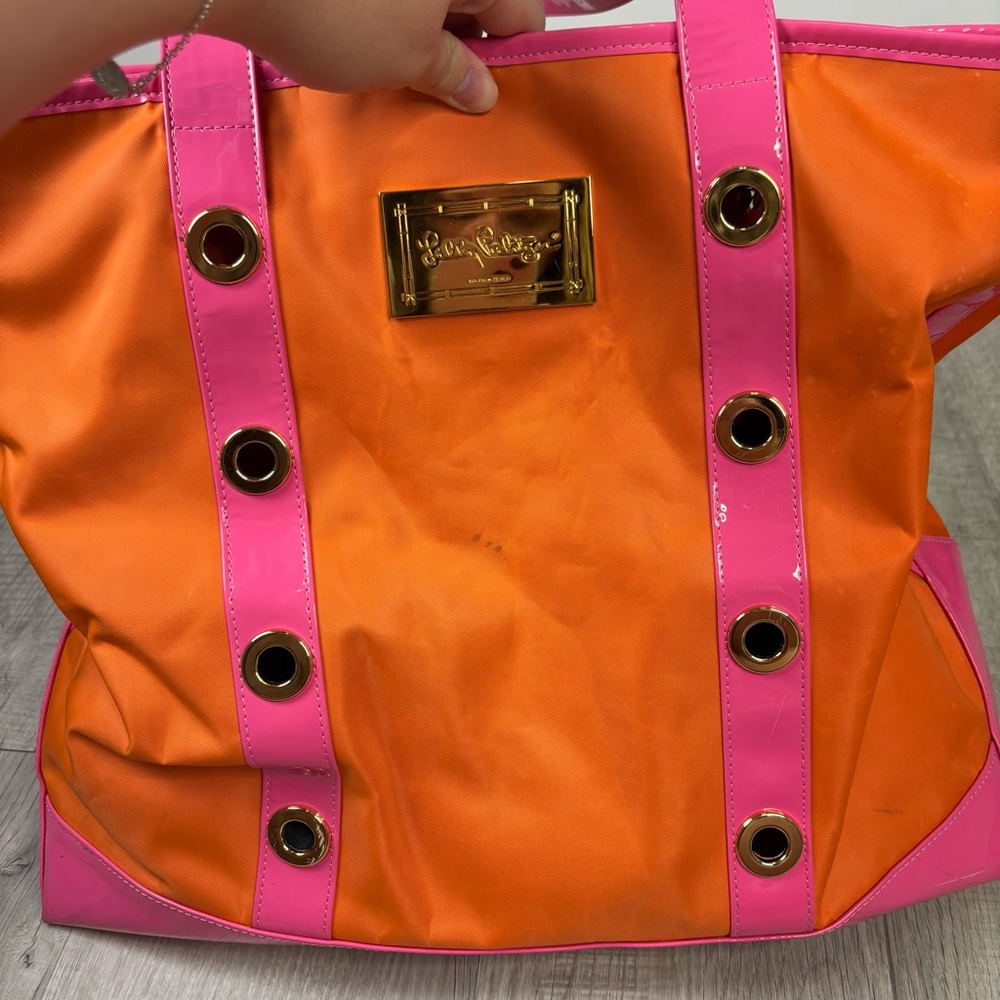 Lilly Pulitzer Orange and Pink Beach Tote - Picture 2 of 9